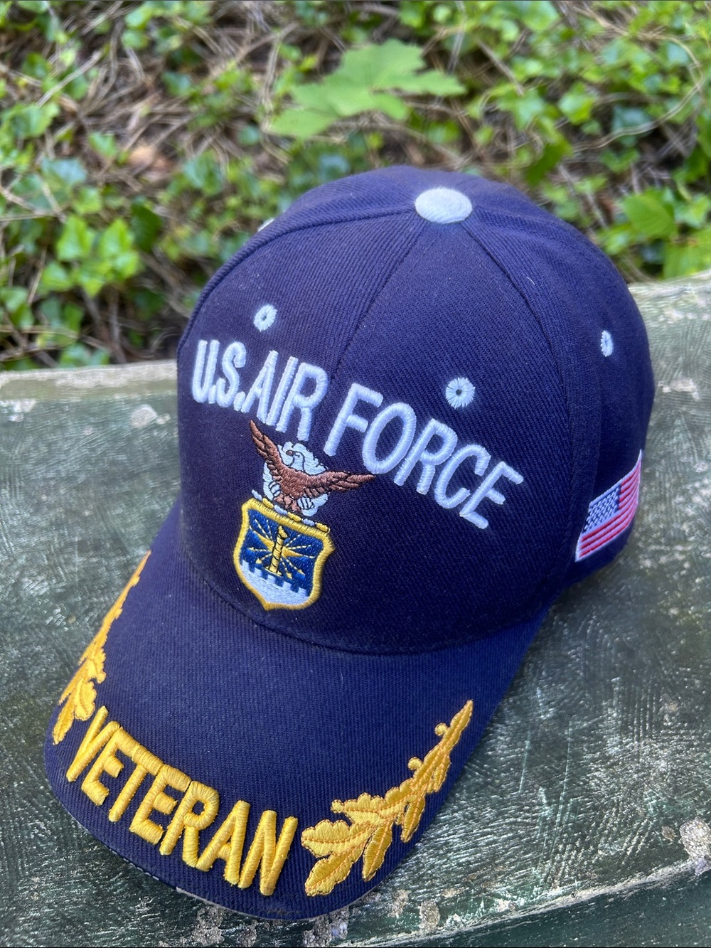 U.S. Air Force Veteran Hat Adjustable Navy Blue Hook-n-loop (adjustable) Back